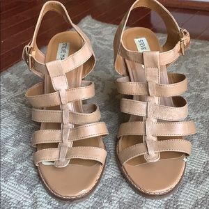 Steve Madden Laserrr Tan Leather Heel Sandal 7.5